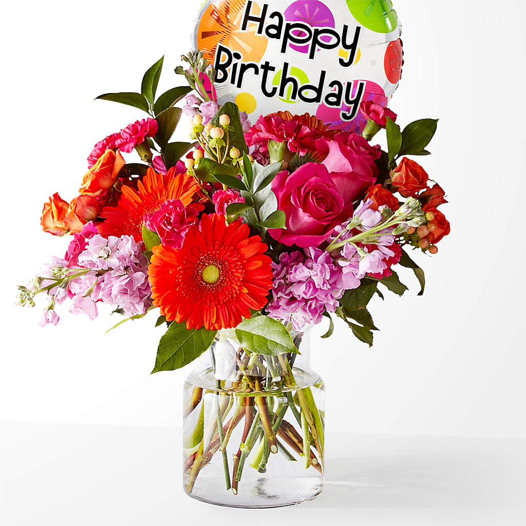 Fiesta Bouquet with Birthday Balloon – Executive Flowers, El Paso TX