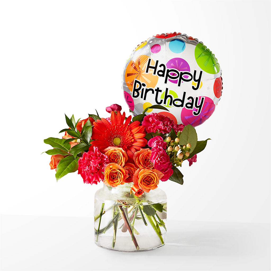 Fiesta Bouquet with Birthday Balloon – Executive Flowers, El Paso TX
