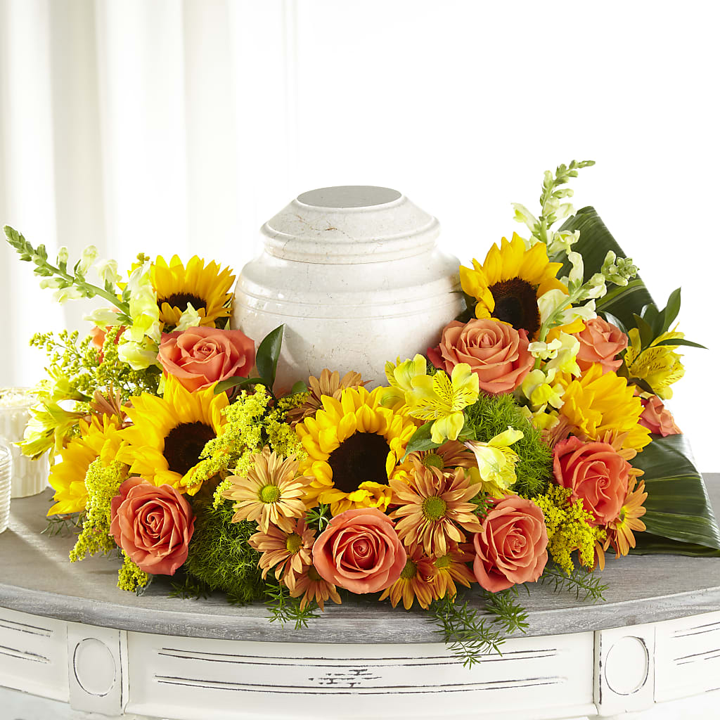 Faithful Sunflower Cremation Adornment – Executive Flowers, El Paso TX