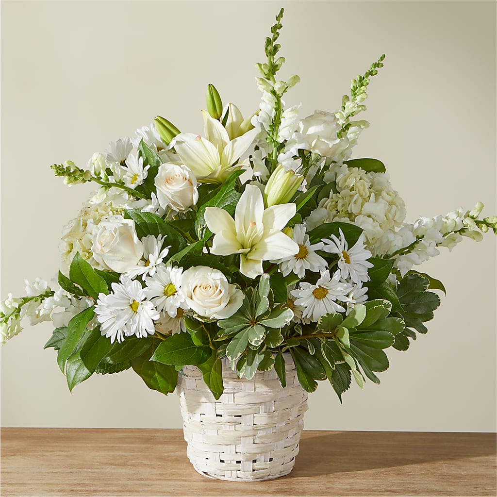 Ivory Elegance Floral Basket – Executive Flowers, El Paso TX