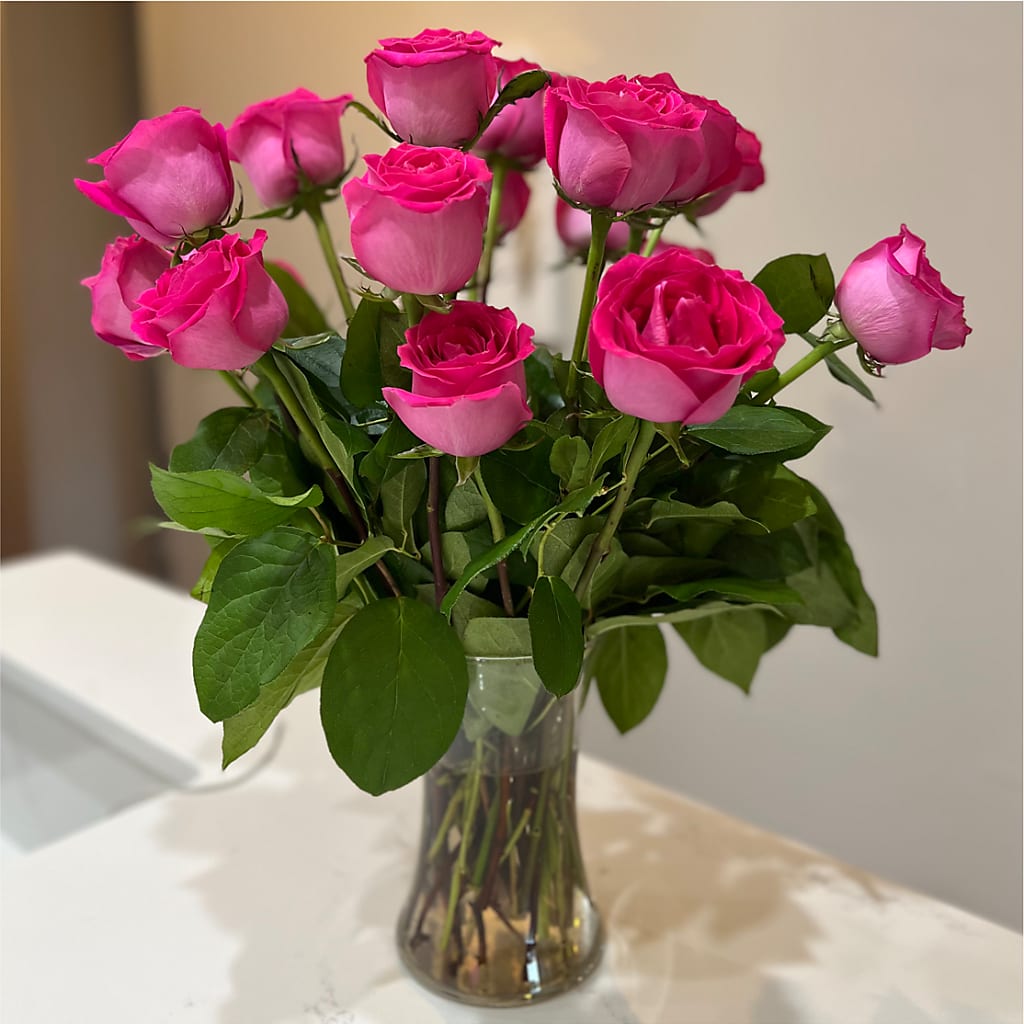 Long Stem Pink Rose Bouquet –  Executive Flowers, El Paso TX