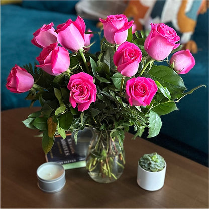 Long Stem Pink Rose Bouquet –  Executive Flowers, El Paso TX