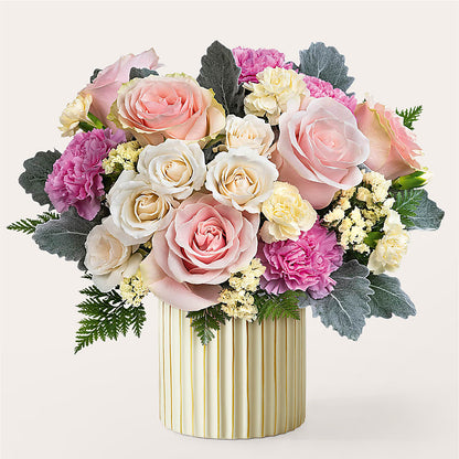 Blissful Moments Bouquet with Ivory Vase –  Executive Flowers, El Paso TX
