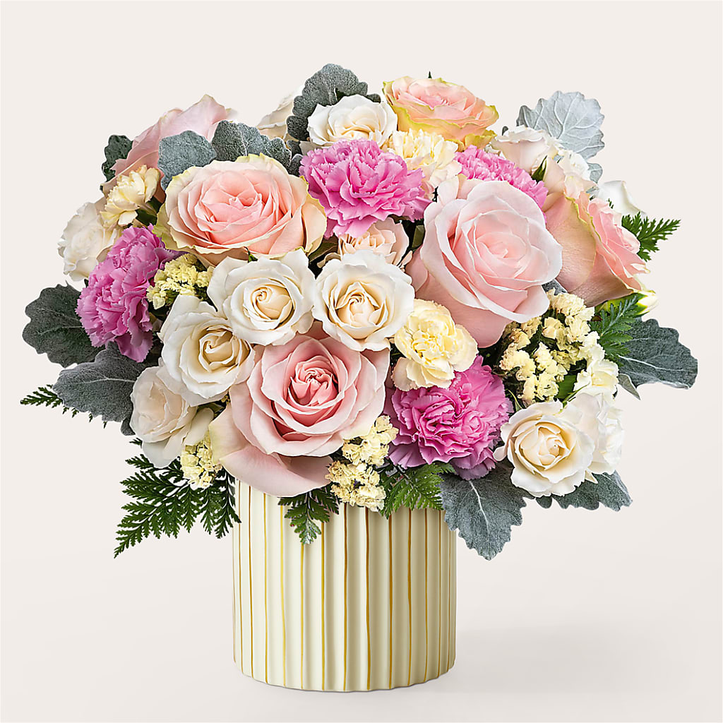 Blissful Moments Bouquet with Ivory Vase –  Executive Flowers, El Paso TX
