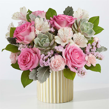 Dusty Rose Bouquet with Ivory Vase –  Executive Flowers, El Paso TX