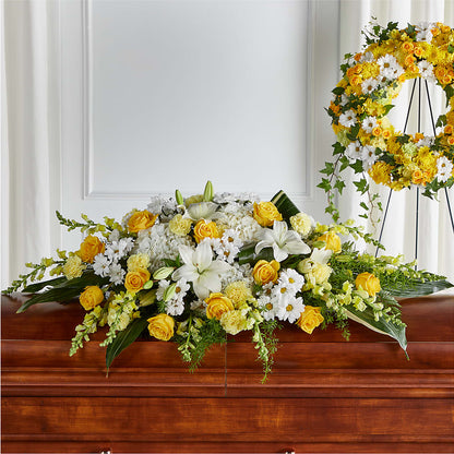 Golden Harmony Casket Spray –  Executive Flowers, El Paso TX