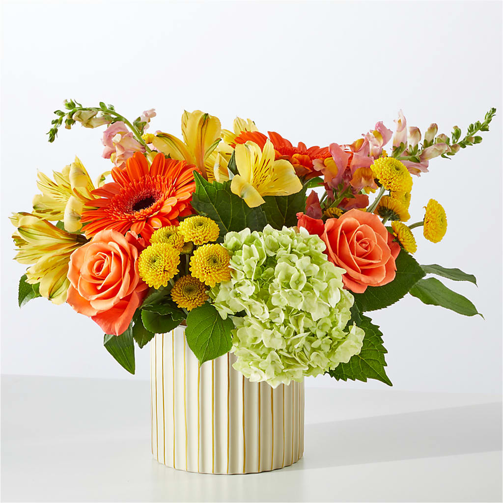 Autumn Sunshine Bouquet with Ivory Vase –  Executive Flowers, El Paso TX