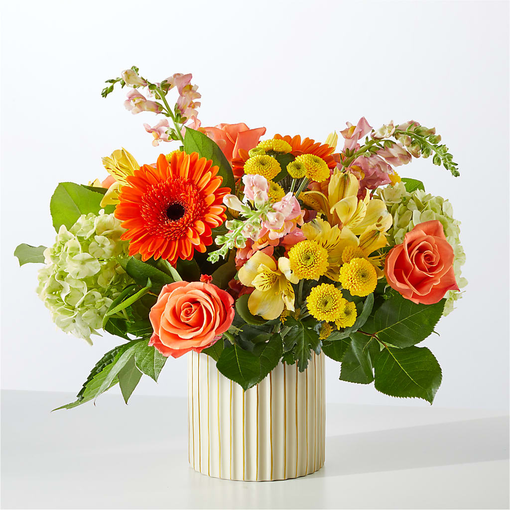 Autumn Sunshine Bouquet with Ivory Vase –  Executive Flowers, El Paso TX