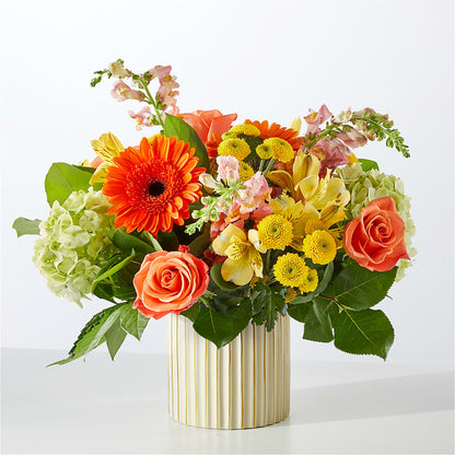 Autumn Sunshine Bouquet with Ivory Vase –  Executive Flowers, El Paso TX