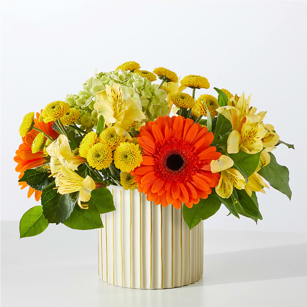 Autumn Sunshine Bouquet with Ivory Vase –  Executive Flowers, El Paso TX