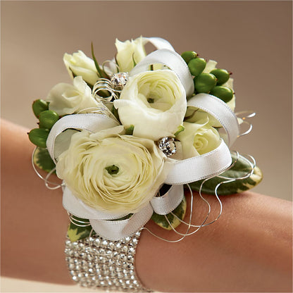 White Wedding Corsage –  Executive Flowers, El Paso TX